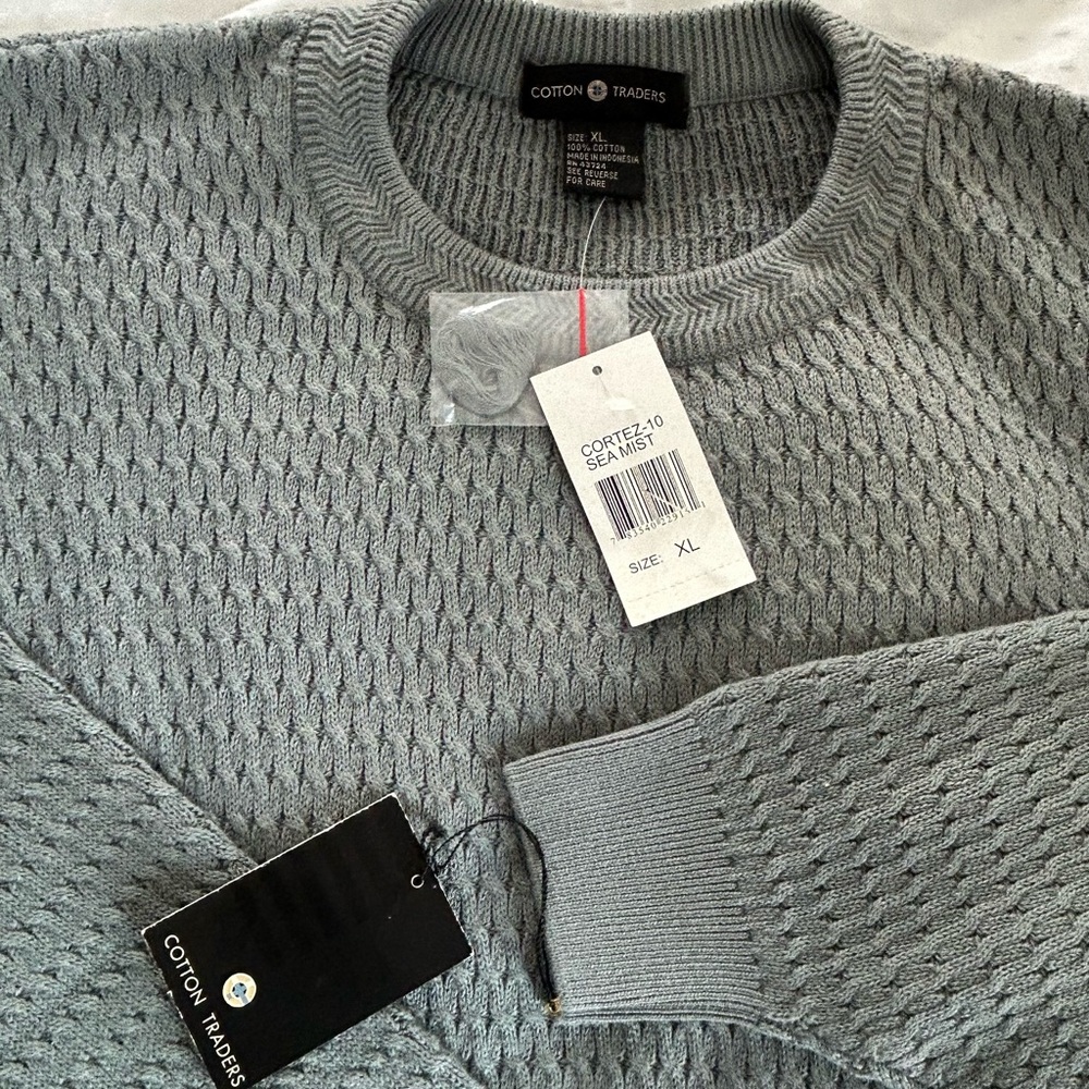 NWT XL Cotton Traders Men's Crewneck Sweater - Seamist - Picture 2 of 4